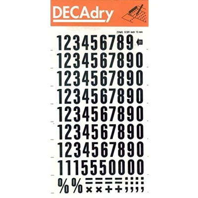 Afbeelding van APLI DD71F Zwart overdraagbare nummers 15 mm 105 tekens