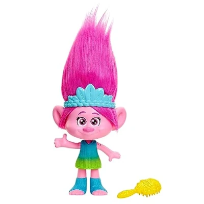 Afbeelding van Mattel DreamWorks Trolls Band Together Regenbooghaarliedjes Koningin Poppy pop en kroontje met oplichtend haar, muziek geluid HNF20