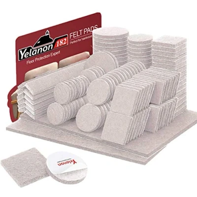 Afbeelding van Yelanon vilten meubelpads 182 stuks zelfklevende stoelkussens, anti kras vloerbeschermers voor meubelpoten stoelpoten, meubelvilten pads hardhouten vloeren, beige