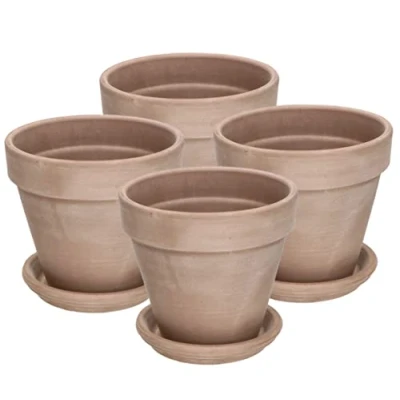 Afbeelding van KOTARBAU® Set van 4 bloempotten sierpot terracotta mokka ⌀ 15 cm voor binnen en tuinen