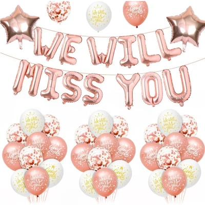Afbeelding van Pensioen versiering Rose goud We will miss you Happy retirement ballonnen feest artikelen Afscheid