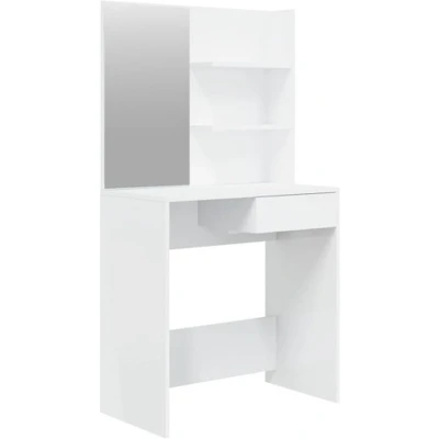 Afbeelding van Make up tafel Met Spiegel 74,5X40X141 Cm Gerookt Eikenkleurig Hoogglans wit