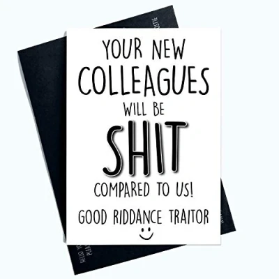 Afbeelding van Grappige Nieuwe Job Cards Collega Verlaten Kaart Goede Riddance Verrader Coworker PC993