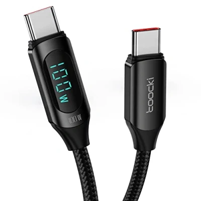 Afbeelding van 2M USB Type C Fast Charge Gevlochten Kabel 5A PD 100W met LED display