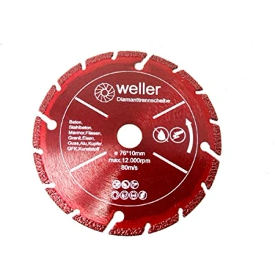Afbeelding van WELLERWERKZEUGE Professioneel multi diamantzaagblad, slijpschijf, geschikt voor Bosch GWS 10,8, 12, 12V, 76 V EC accu, haakse slijper, kunststof, aluminium, hout, steen, marmer, tegels