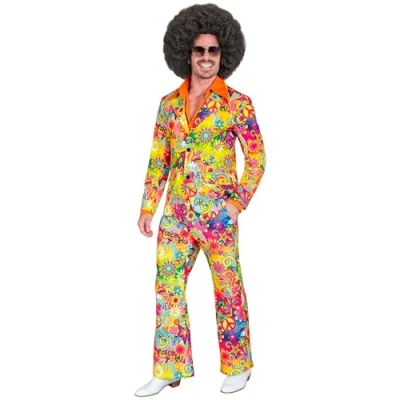Afbeelding van Widmann Hippie Kostuum Super 60s Peace And Love 2delig Man Multicolor Large Carnavalskleding Verkleedkleding