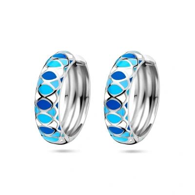 Afbeelding van zilver gerhodineerd klapoorringen emaille 1337134