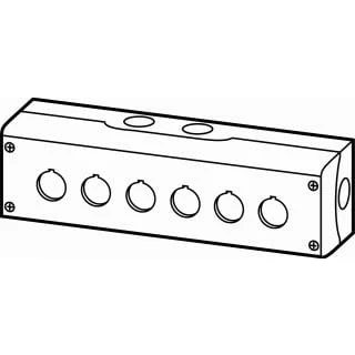 Afbeelding van Eaton rmq titan m22 drukknopkast lege kunststof kast 6 gats kl bodem antraciet deksel li grijs afm b 252 h 80 d 56mm 216540