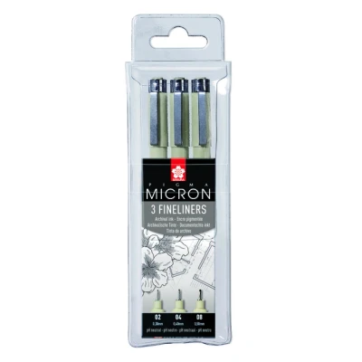 Afbeelding van Fineliner Sakura pigma micron blister 3 stuks zwart