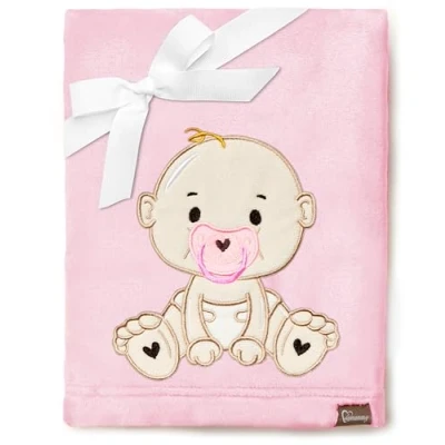 Afbeelding van Be Mammy Warme kinderdeken Knuffel Cadeau voor het kind met 3D applicatie BE20 168 (Poederroze Meisje)