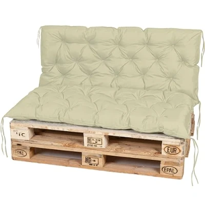 Afbeelding van TexDeko® Garden Palletkussen, 120 x 60 cm, met rugleuning, waterafstotend, uv bestendig, premium zitkussen, gewatteerd voor europallets, palletkussens, (zand)