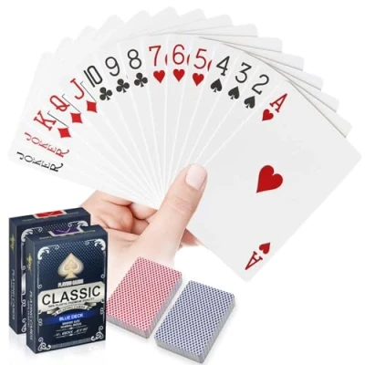 Afbeelding van Wugauwor Plastic waterdichte speelkaarten, 2 dekken kaarten, rood en blauw, pokergrootte, premium professionele pokerkaarten, brugkaarten, standaard index, voor blackjack, Canasta kaartspel