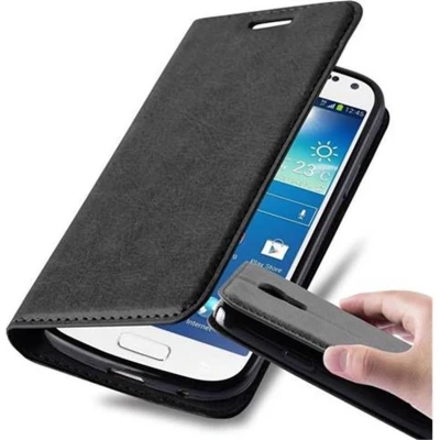 Afbeelding van Cadorabo Hoesje geschikt voor Samsung Galaxy S4 MINI in ZWART GRAFIET Beschermhoes met magnetische sluiting, standfunctie en kaartvakje Book Case Cover Etui