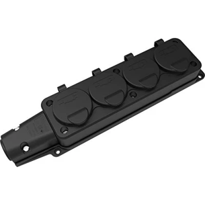 Afbeelding van Schuko massief rubberen stekker, koppeling of stopcontact, rubber, set 16 A/250 V (4 voudig stopcontact)