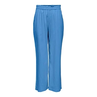 Afbeelding van ONLY Damesbroek met wijde pijpen, hoge taille, linnenmix, provence, XS / 34L