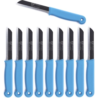 Afbeelding van Solingen Schilmesje RVS Glad 18,5 cm met &quot;Blade Cover&quot; Turquoise 10 stuks