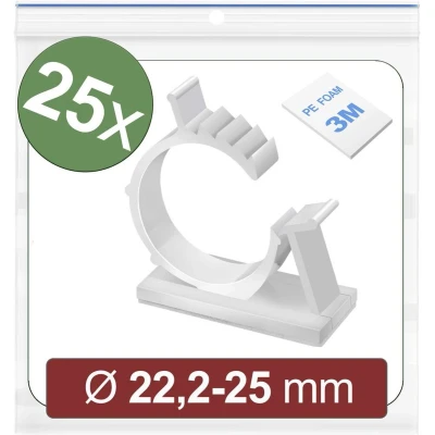 Afbeelding van Quadrios 24CA449 Bevestigingssokkel Zelfklevend Bundel Ø (bereik) 22.2 tot 25 mm Wit stuk(s)