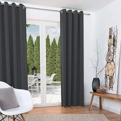 Afbeelding van Beautissu Set van 2 Verduisterende Gordijnen met Plooiband Amelie BO Blackout Kant en Klaar 140x245cm Antraciet