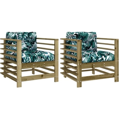 Afbeelding van Houten Loungeset Met Kussens Massief (Grenenhout of Douglas hout) 1 / Bruin Stoel