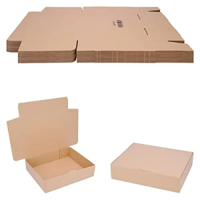 Afbeelding van verpacking 50 vouwdozen bruin 365 x 300 95mm WP M verzenddoos DHL karton Hermes DPD GLS verpakking
