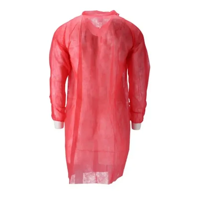 Afbeelding van Bezoekersjassen CMT Bezoekersjas PP Non Woven met Drukknopen Rood Maat XXXL