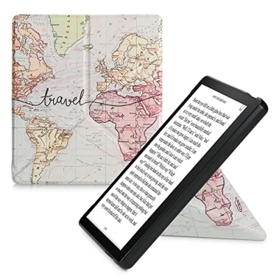 Afbeelding van kwmobile e reader hoesje compatibel Met Amazon Kindle Oasis 10. Generation hoes standaard Ereader cover van kunstleer In zwart/meerkleurig