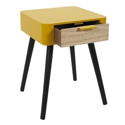 Afbeelding van HOME DECO FACTORY 48 x 40 35 cm CMP Paris nachtkastje tweekleurig geel, beige, bewerkt hout, meerkleurig