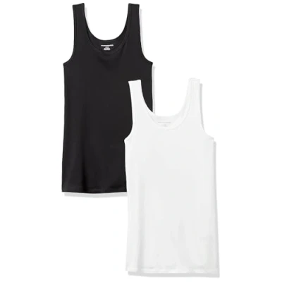 Afbeelding van Amazon Essentials Women&#039;s Tanktop met slanke pasvorm, Pack of 2, Zwart/Wit, M