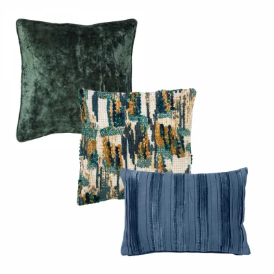 Afbeelding van Hoii VOORDEELSET DARCI Blue Set van 3 Sierkussens Insignia blauw