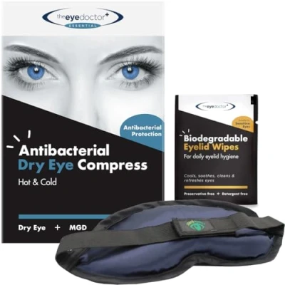 Afbeelding van The Eye Doctor Essentieel Behandelingspakket Herbruikbaar Warm en Koud Oogkompres 80 Oogliddoekjes Voor Eenmalig Gebruik Droge Ogen, Blefaritis MGD Magnetronveilig Masker