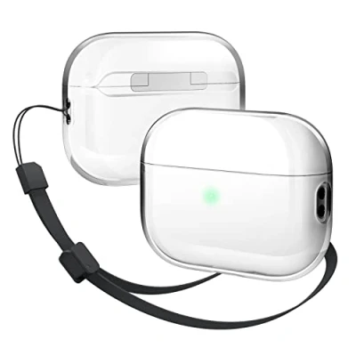 Afbeelding van elago Doorzichtige Hoesje Compatibel met Apple AirPods Pro 2e Generatie Case Cover (2022), Riem Inbegrepen, Beschermend Geval, Transparent Schokbestendig, Ondersteunt Draadloos Laden (Transparent)