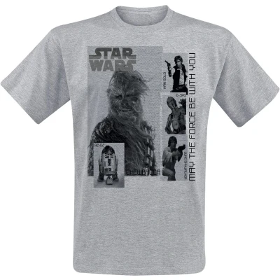 Afbeelding van Star Wars May the force be with you T shirt lichtgrijs gemêleerd XXL Heren