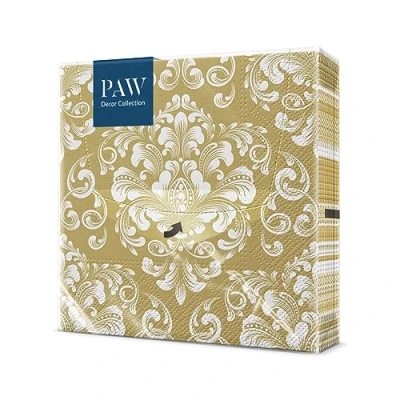Afbeelding van PAW Papieren Servetten 3 laags (33 x 33 cm) I 20 Stuks Gedrukt met Inkt op Waterbasis Bruiloft Decoratie Ideaal voor Bruiloften, Huwelijken, Communies Kleur: Beautiful Moments gold
