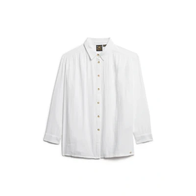 Afbeelding van Superdry Longline Beach Overhemdblouse, Dames, Maat: 38, White