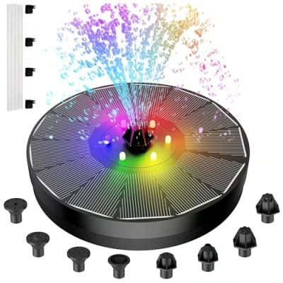 Afbeelding van iLogic Led Solar Fontein met kleurrijke vijverpomp op zonne energie, waterpomp, fontein, tuinfontein, drijvende waterpomp voor een tuinvijver