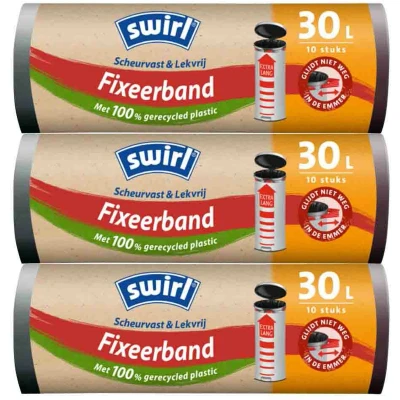 Afbeelding van 3x Swirl Pedaalemmerzakken XL met Fixeerband 30 liter 10 stuks