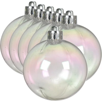 Afbeelding van Decoris kerstballen 6x stuks 8 cm transparant parelmoer kunststof kerstversiering