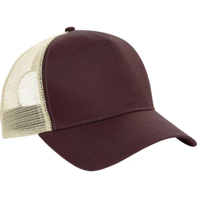 Afbeelding van Beechfield Heren Half Mesh Trucker Cap / Hoofddeksel (2 stuks) (Chocolade/Karamel)