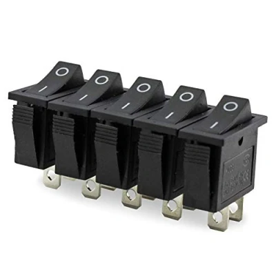 Afbeelding van MixWare MegaShop 5 stuks inbouw tuimelknop knop ON Off 2 posities SPST pin snap in 15 A / 250 V 20 125 AC