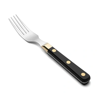 Afbeelding van ARCOS Steakvork 4 inch en lemmet roestvrij staal nitrum 200 mm, ergonomische greep polyoxymethyleen POM, serie tabel, de gekartelde randen maken ze optimaal snijden hakken, kleur zwart goud