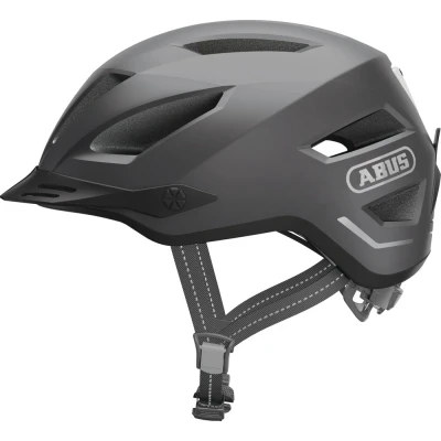 Afbeelding van ABUS Pedelec 2.0 cityhelm fietshelm met achterlicht en regenkap voor stadsverkeer mannen vrouwen donkergrijs, maat S