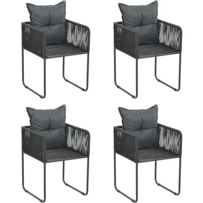 Afbeelding van vidaXL Tuinstoelen 4 st met kussens poly rattan zwart