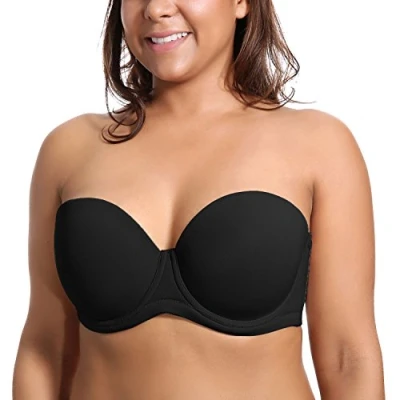 Afbeelding van Delimira Dames Onderdraad Contour Multiway Volledige Dekking Strapless BH Plus Size zwart 85C