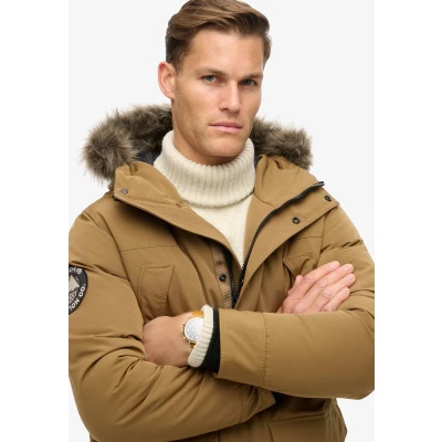 Afbeelding van Superdry Mannen Everest Parka met Imitatiebont Bruin Grootte: Xxxl