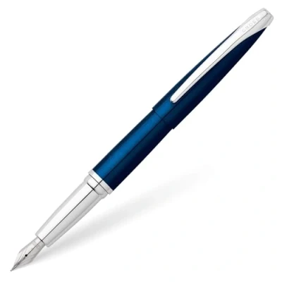 Afbeelding van Cross ATX vulpen (F veer, incl. 2 zwarte inktpatronen en premium geschenkdoos) blauw lak doorschijnend