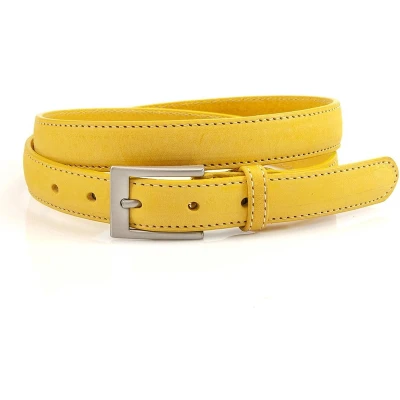 Afbeelding van JV Belts Gele nubuck dames riem cm breed Echt Taille: 95cm Totale lengte riem: 110cm