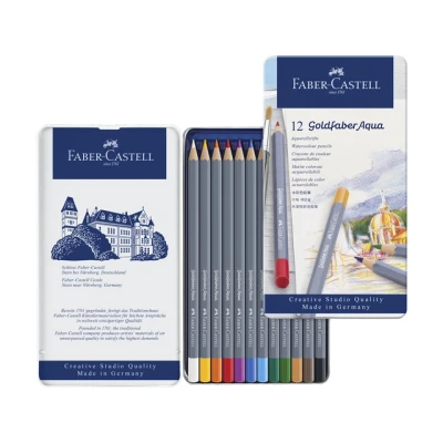 Afbeelding van Faber Castell 114612 Aquarellstifte Goldfaber, 12 teiliges Buntstifte Set, bruchsicher, vollständig wasservermalbar