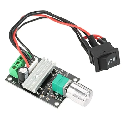 Afbeelding van DC 6V 12V 24V, PWM Motor Speed ​​Control Omkeerbare controllerregelaar met schakelaar, 3A