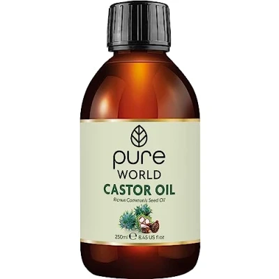 Afbeelding van Pure World Natural Castor Oil 250ML 8.45 US fl.oz..Cold &amp; Fresh Pressed 100% and Undiluted Hexane Free for Eyebrows, Nails, Beard, Hair, Eyelash Growth Cruelty