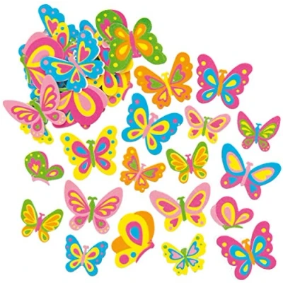 Afbeelding van Baker Ross EF805 Mosrubbersticker &quot;vlinders&quot; stickerset om te knutselen voor kinderen en als decoratie ideaal lente kaarten (102 stuks),gesorteerd